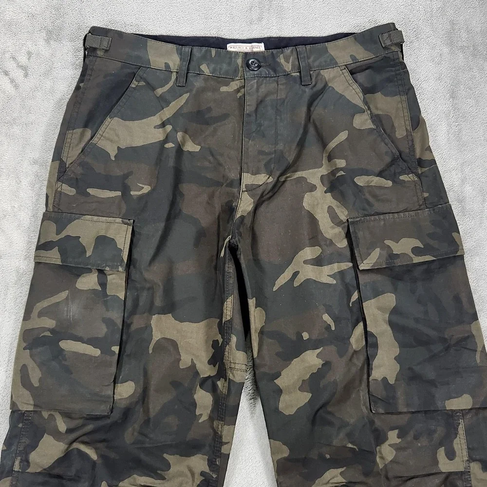 Wallace & Barnes Pants Mens 31x31 Green Camo Cargo Drawstring Hem Workwear